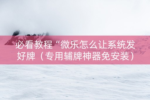 必看教程“微乐怎么让系统发好牌（专用辅牌神器免安装）
