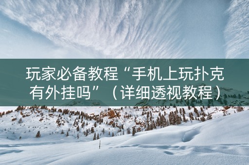玩家必备教程“手机上玩扑克有外挂吗”（详细透视教程）-哔哩哔哩