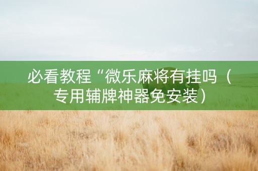 必看教程“微乐麻将有挂吗（专用辅牌神器免安装）