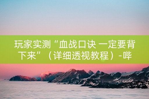 玩家实测“血战口诀 一定要背下来”（详细透视教程）-哔哩哔哩