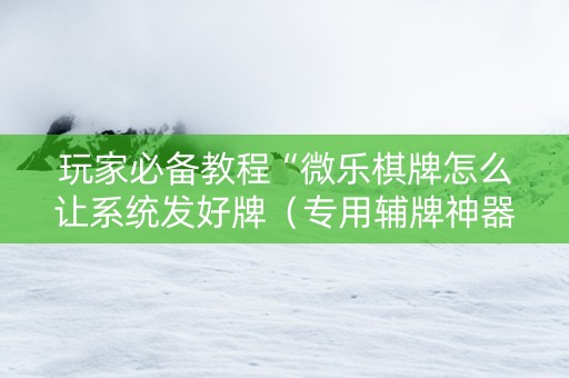 玩家必备教程“微乐棋牌怎么让系统发好牌（专用辅牌神器免安装）