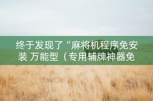 终于发现了“麻将机程序免安装 万能型（专用辅牌神器免安装）