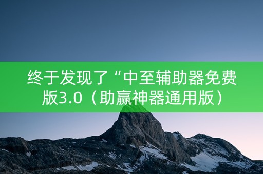终于发现了“中至辅助器免费版3.0（助赢神器通用版）