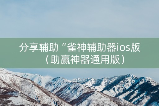 分享辅助“雀神辅助器ios版（助赢神器通用版）