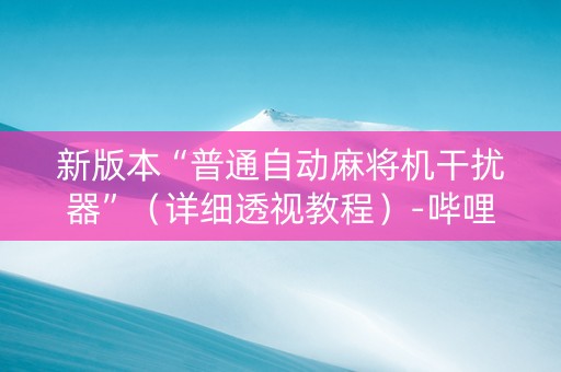 新版本“普通自动麻将机干扰器”（详细透视教程）-哔哩哔哩
