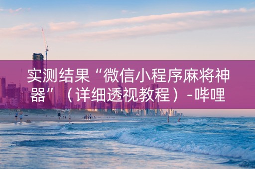 实测结果“微信小程序麻将神器”（详细透视教程）-哔哩哔哩