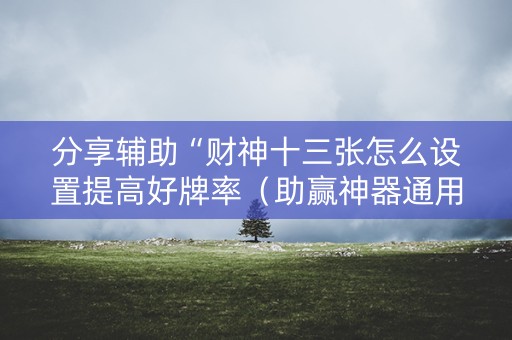 分享辅助“财神十三张怎么设置提高好牌率（助赢神器通用版）
