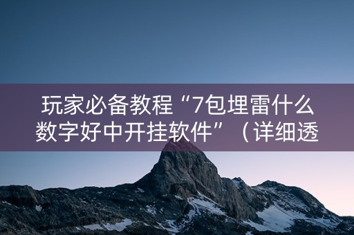 玩家必备教程“7包埋雷什么数字好中开挂软件”（详细透视教程）-哔哩哔哩