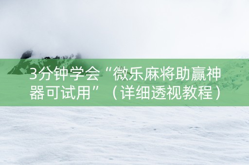 3分钟学会“微乐麻将助赢神器可试用”（详细透视教程）-哔哩哔哩