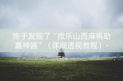 终于发现了“微乐山西麻将助赢神器”（详细透视教程）-哔哩哔哩