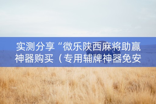实测分享“微乐陕西麻将助赢神器购买（专用辅牌神器免安装）