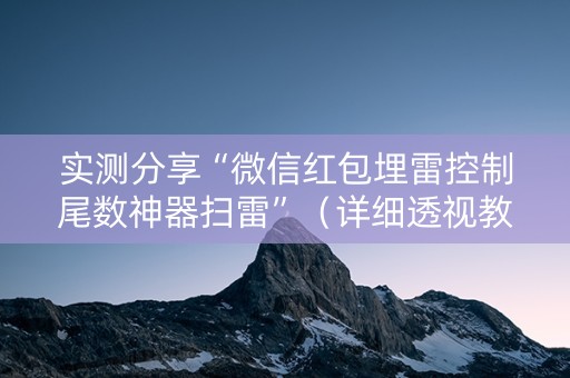 实测分享“微信红包埋雷控制尾数神器扫雷”（详细透视教程）-哔哩哔哩