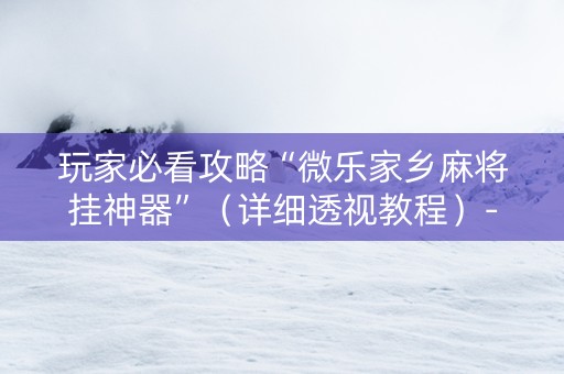 玩家必看攻略“微乐家乡麻将挂神器”（详细透视教程）-哔哩哔哩