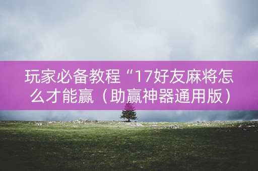 玩家必备教程“17好友麻将怎么才能赢（助赢神器通用版）