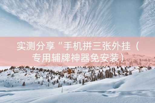 实测分享“手机拼三张外挂（专用辅牌神器免安装）