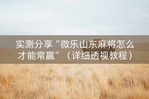 实测分享“微乐山东麻将怎么才能常赢”（详细透视教程）-哔哩哔哩
