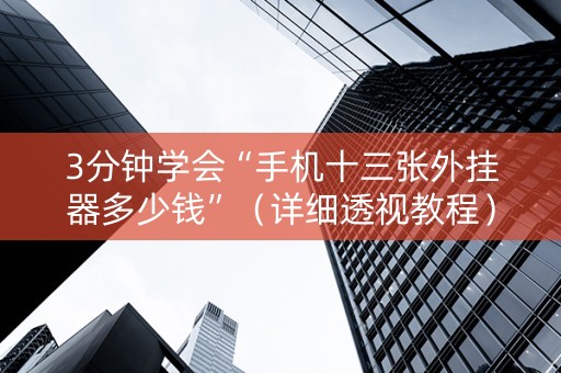 3分钟学会“手机十三张外挂器多少钱”（详细透视教程）-哔哩哔哩