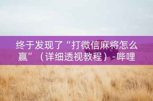 终于发现了“打微信麻将怎么赢”（详细透视教程）-哔哩哔哩