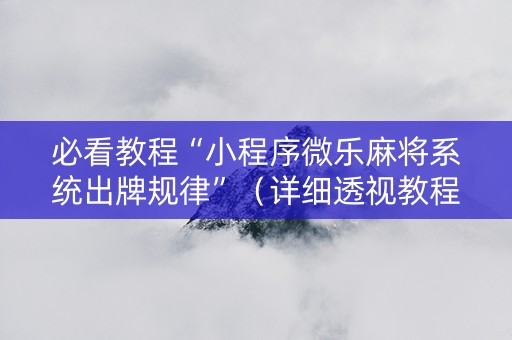 必看教程“小程序微乐麻将系统出牌规律”（详细透视教程）-哔哩哔哩