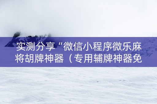 实测分享“微信小程序微乐麻将胡牌神器（专用辅牌神器免安装）