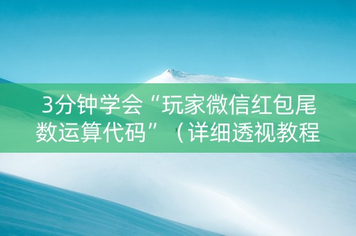 3分钟学会“玩家微信红包尾数运算代码”（详细透视教程）-哔哩哔哩