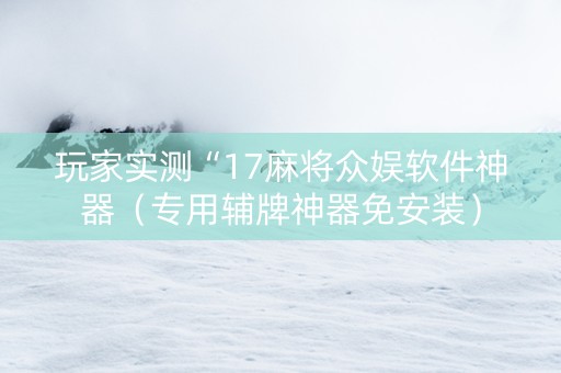 玩家实测“17麻将众娱软件神器（专用辅牌神器免安装）