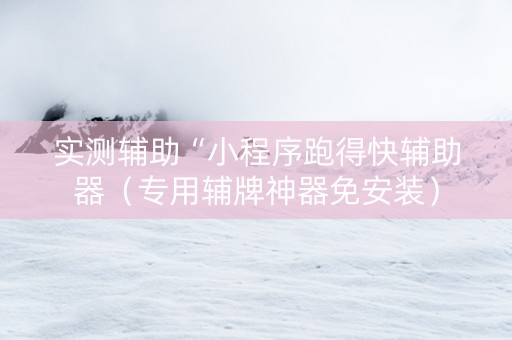 实测辅助“小程序跑得快辅助器（专用辅牌神器免安装）