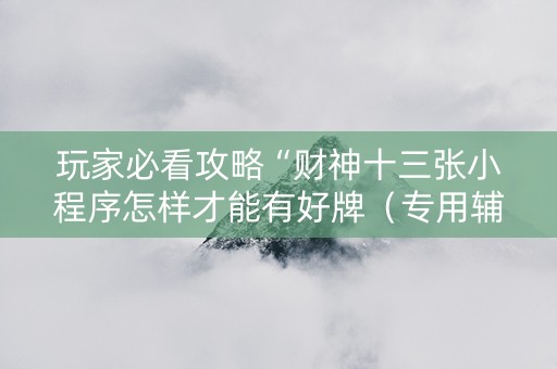 玩家必看攻略“财神十三张小程序怎样才能有好牌（专用辅牌神器免安装）
