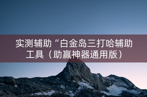实测辅助“白金岛三打哈辅助工具（助赢神器通用版）