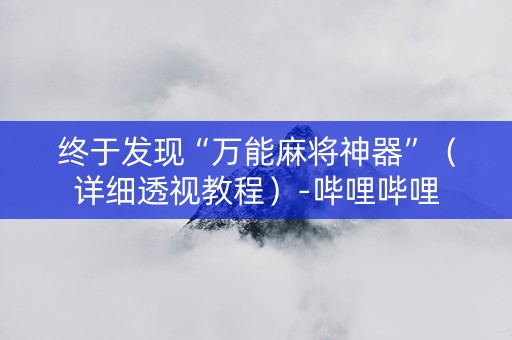 终于发现“万能麻将神器”（详细透视教程）-哔哩哔哩
