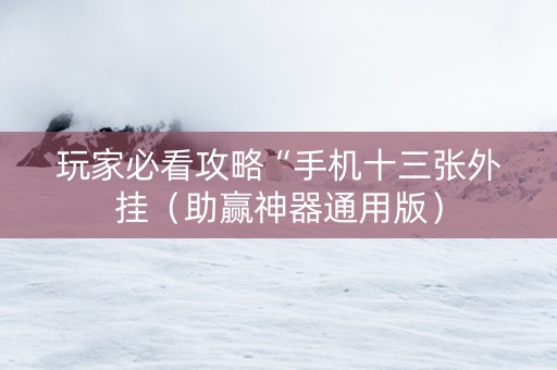 玩家必看攻略“手机十三张外挂（助赢神器通用版）