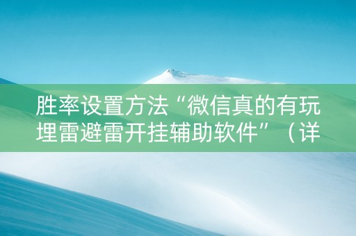 胜率设置方法“微信真的有玩埋雷避雷开挂辅助软件”（详细透视教程）-哔哩哔哩