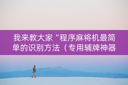 我来教大家“程序麻将机最简单的识别方法（专用辅牌神器免安装）