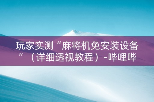 玩家实测“麻将机免安装设备”（详细透视教程）-哔哩哔哩