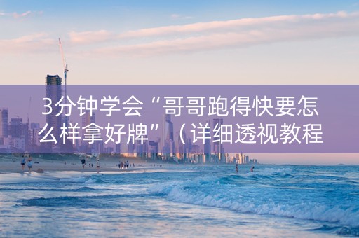 3分钟学会“哥哥跑得快要怎么样拿好牌”（详细透视教程）-哔哩哔哩