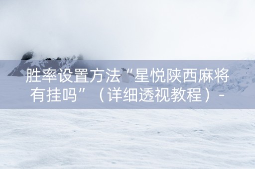 胜率设置方法“星悦陕西麻将有挂吗”（详细透视教程）-哔哩哔哩