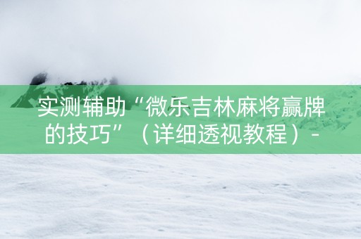 实测辅助“微乐吉林麻将赢牌的技巧”（详细透视教程）-哔哩哔哩