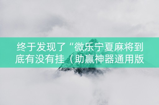 终于发现了“微乐宁夏麻将到底有没有挂（助赢神器通用版）