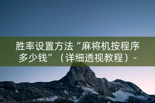 胜率设置方法“麻将机按程序多少钱”（详细透视教程）-哔哩哔哩
