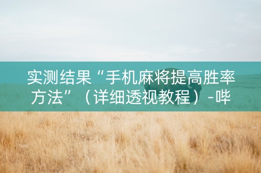 实测结果“手机麻将提高胜率方法”（详细透视教程）-哔哩哔哩