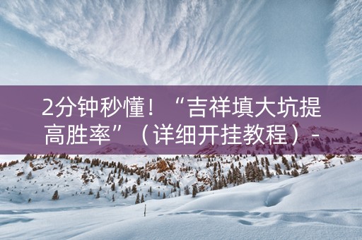2分钟秒懂！“吉祥填大坑提高胜率”（详细开挂教程）-哔哩哔哩