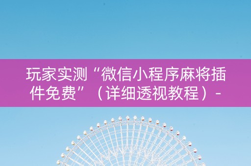 玩家实测“微信小程序麻将插件免费”（详细透视教程）-哔哩哔哩
