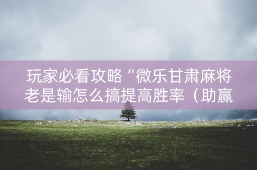 玩家必看攻略“微乐甘肃麻将老是输怎么搞提高胜率（助赢神器通用版）