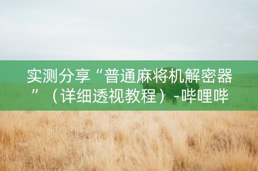 实测分享“普通麻将机解密器”（详细透视教程）-哔哩哔哩