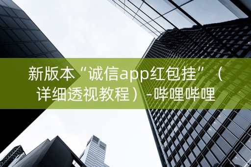新版本“诚信app红包挂”（详细透视教程）-哔哩哔哩