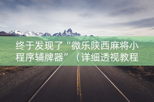 终于发现了“微乐陕西麻将小程序辅牌器”（详细透视教程）-哔哩哔哩