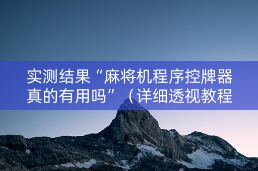 实测结果“麻将机程序控牌器真的有用吗”（详细透视教程）-哔哩哔哩