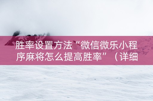 胜率设置方法“微信微乐小程序麻将怎么提高胜率”（详细透视教程）-哔哩哔哩