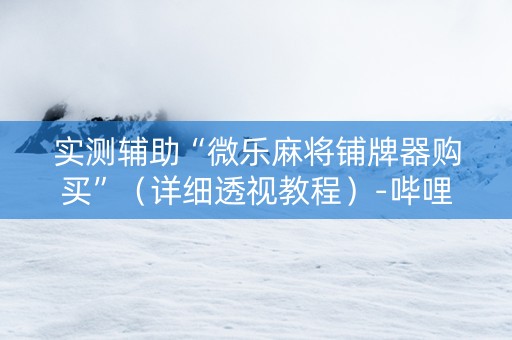 实测辅助“微乐麻将铺牌器购买”（详细透视教程）-哔哩哔哩