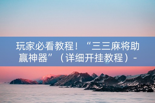 玩家必看教程！“三三麻将助赢神器”（详细开挂教程）-哔哩哔哩